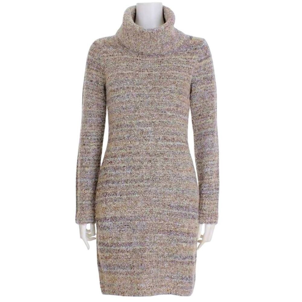 Rachel Zoe Women's Tan Variegated Poly/Acrylic/Spandex Knit Turtleneck Dress NEW